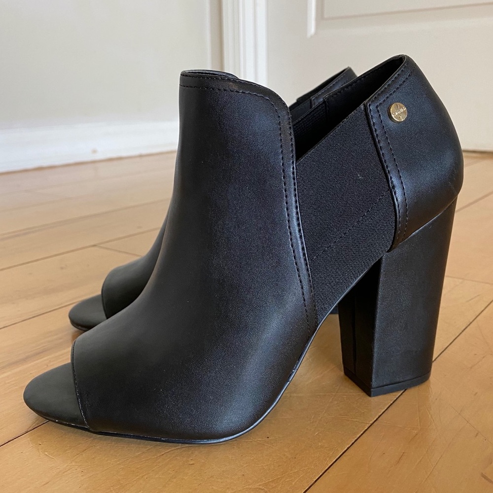 NEW Calvin Klein Peep Toe Black Heeled Booties